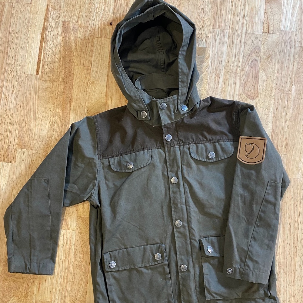 Fjallraven Kids Jacket in Olive and Brown